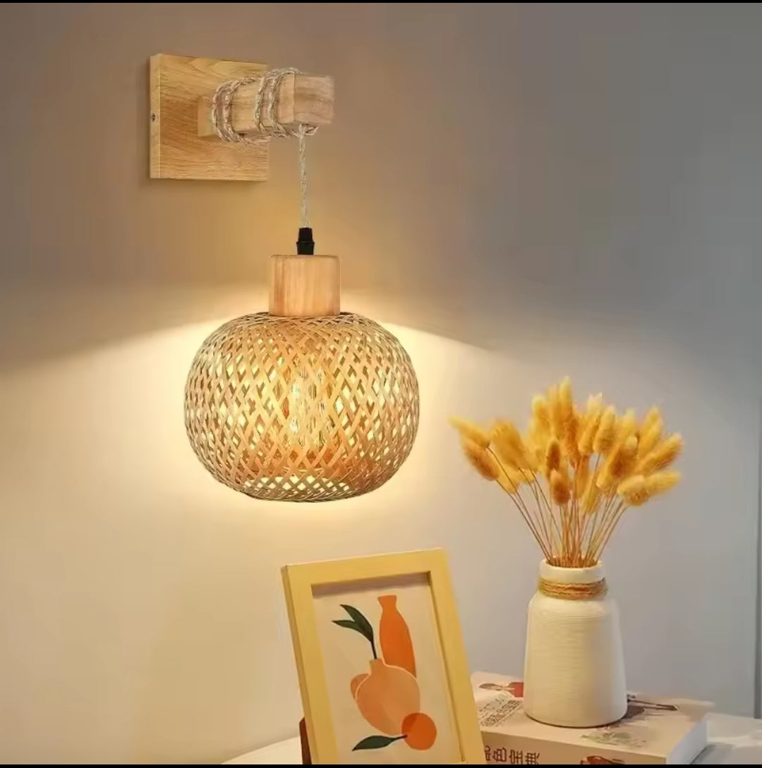 Applique murale suspendue en rotin sphérique style japonais │ ATNOZ