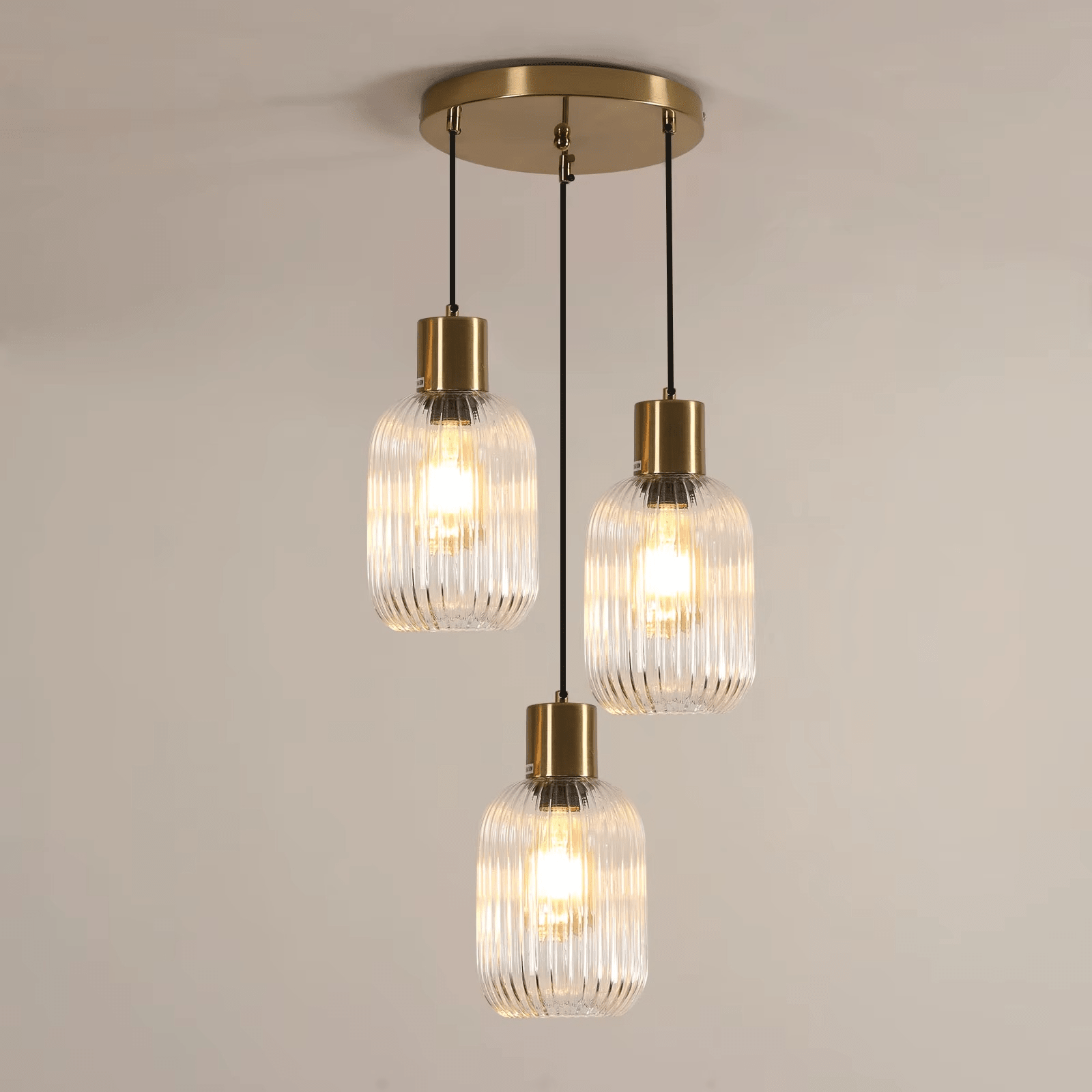 Suspension 3 lampes en verre nervuré LANEO - product_type_Atelier Luisiano