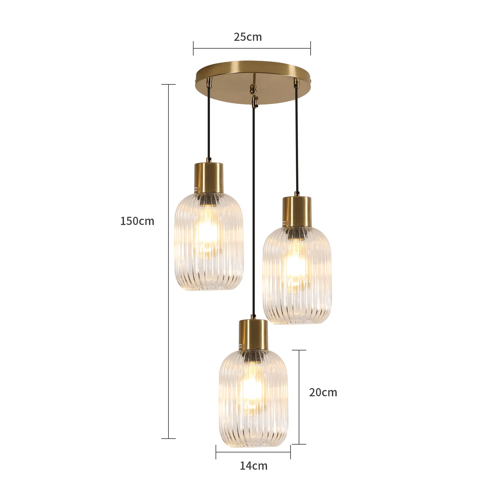 Suspension 3 lampes en verre nervuré LANEO - product_type_Atelier Luisiano