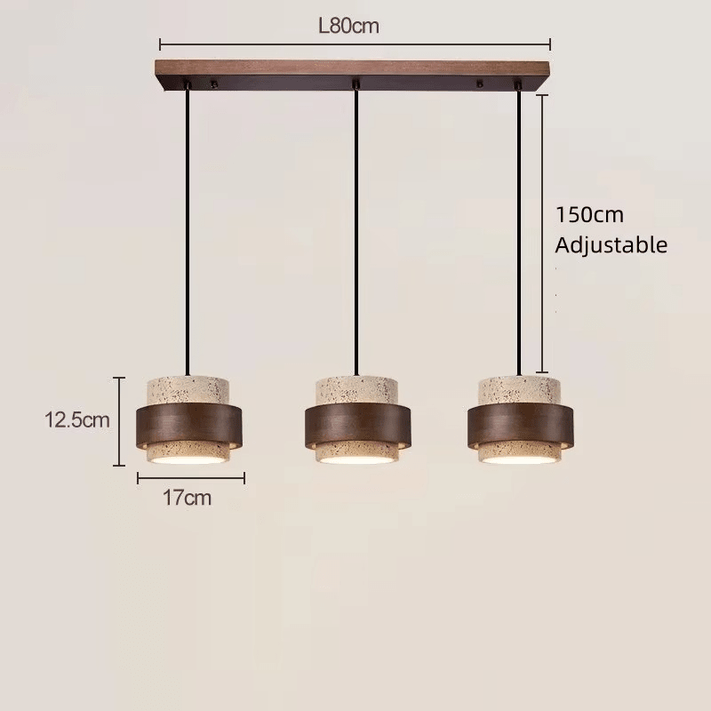 Suspension cylindrique en travertin et en bois DENIZE - product_type_Atelier Luisiano