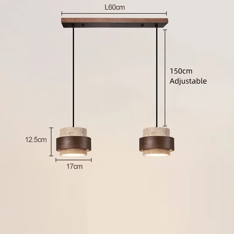 Suspension cylindrique en travertin et en bois DENIZE - product_type_Atelier Luisiano