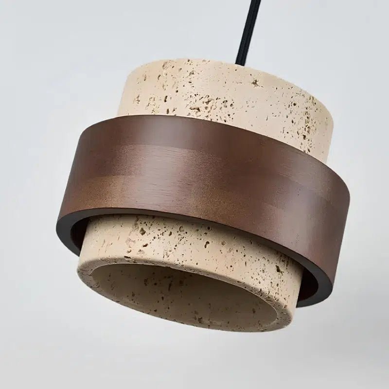 Suspension cylindrique en travertin et en bois DENIZE - product_type_Atelier Luisiano