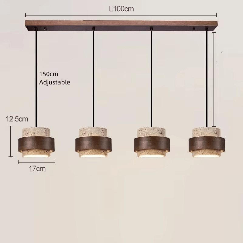 Suspension cylindrique en travertin et en bois DENIZE - product_type_Atelier Luisiano
