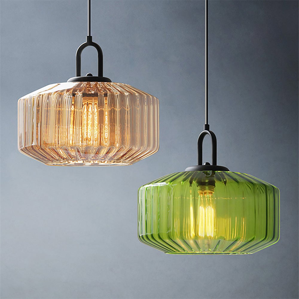 Suspension en verre colorée nervurée ORENA - product_type_Floor lamp arc
