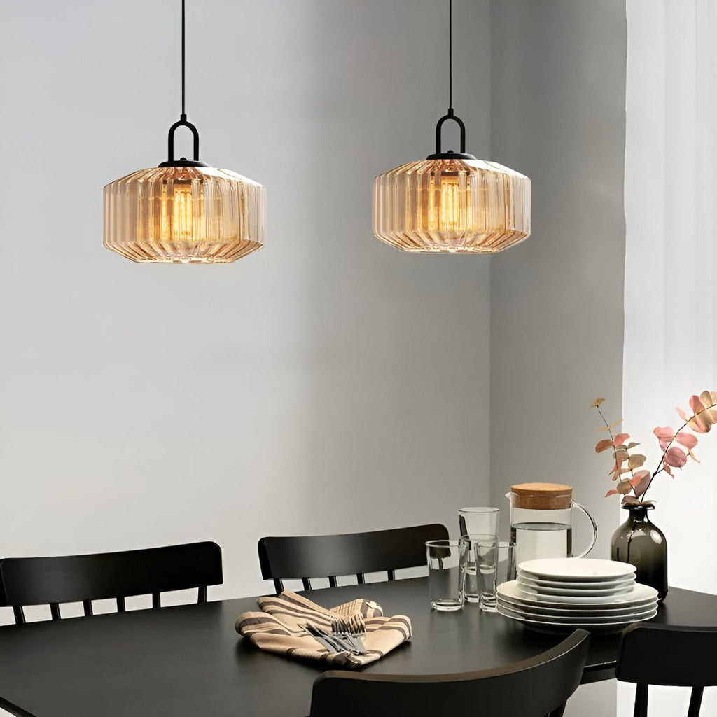 Suspension en verre colorée nervurée ORENA - product_type_Floor lamp arc
