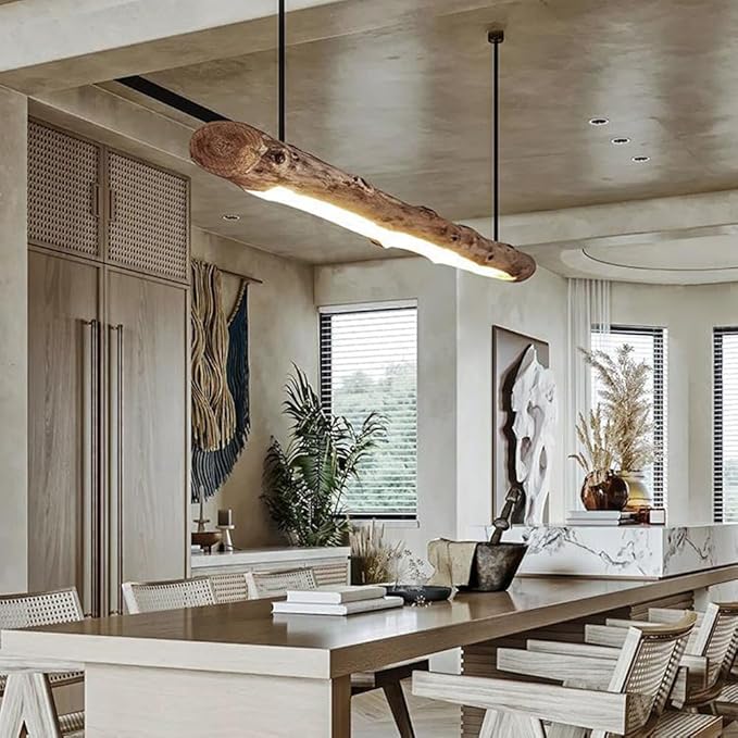Suspension îlot cuisine LED en bois flotté ARISSE - product_type_Atelier Luisiano
