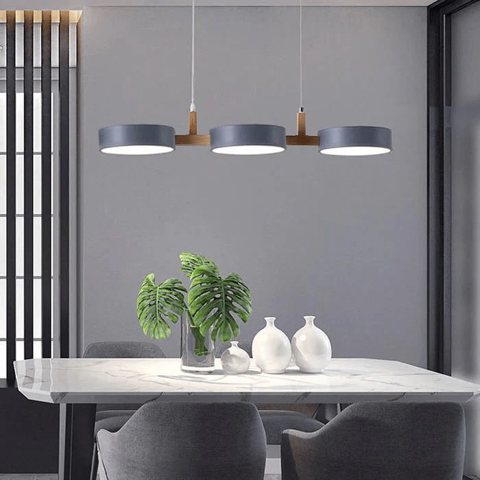 Suspension îlot cuisine LED Scandinave en métal et en bois TELOA - product_type_Floor lamp arc