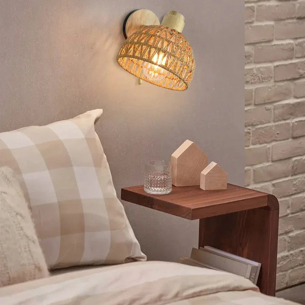 Applique murale en rotin rotative en forme de bol │ ZLAFA